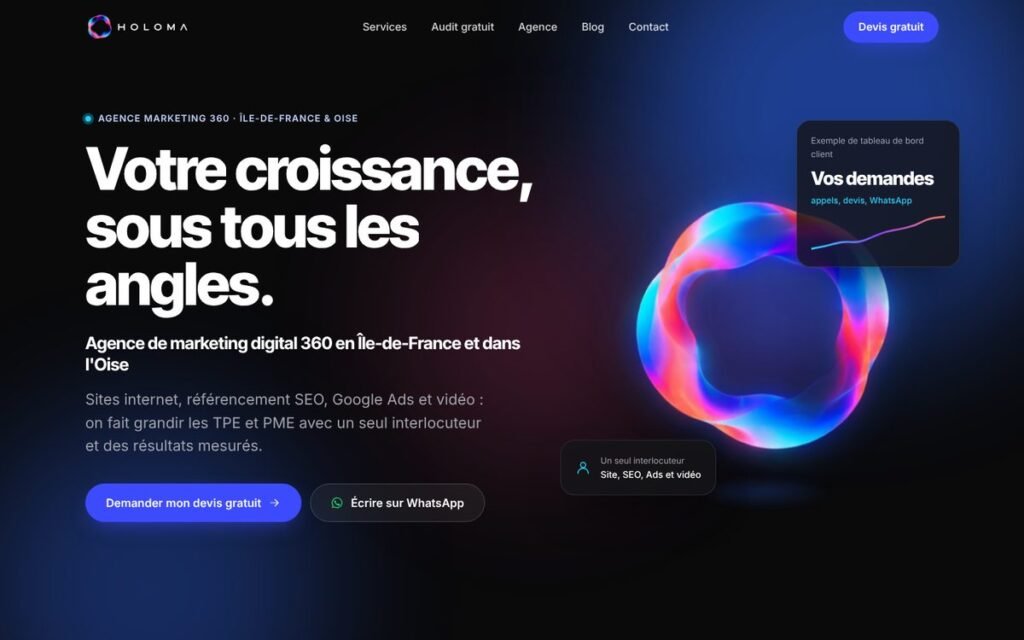 Page d'accueil du site holoma.fr